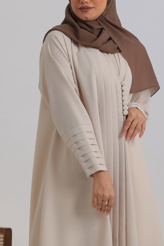 Beige Crepe pattern details Abaya