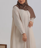 Beige Crepe pattern details Abaya
