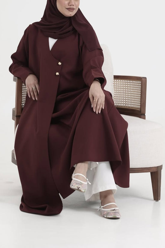 Burgundy Crepe Abaya  011