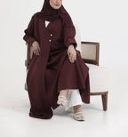 Burgundy Crepe Abaya  011
