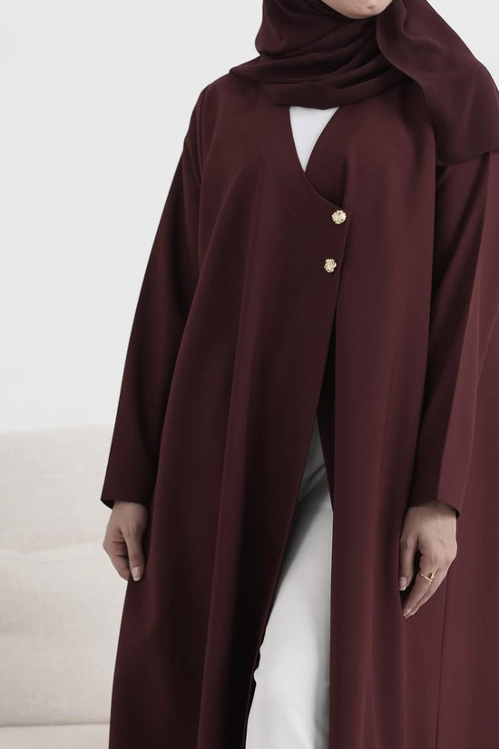 Burgundy Crepe Abaya  011