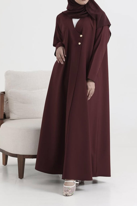 Burgundy Crepe Abaya  011