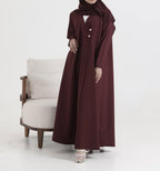 Burgundy Crepe Abaya  011