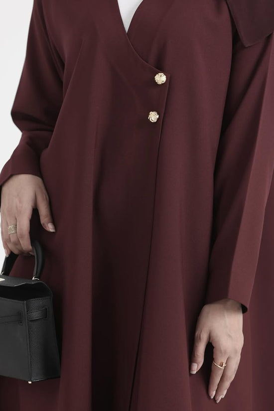 Burgundy Crepe Abaya  011