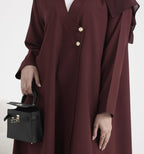 Burgundy Crepe Abaya  011