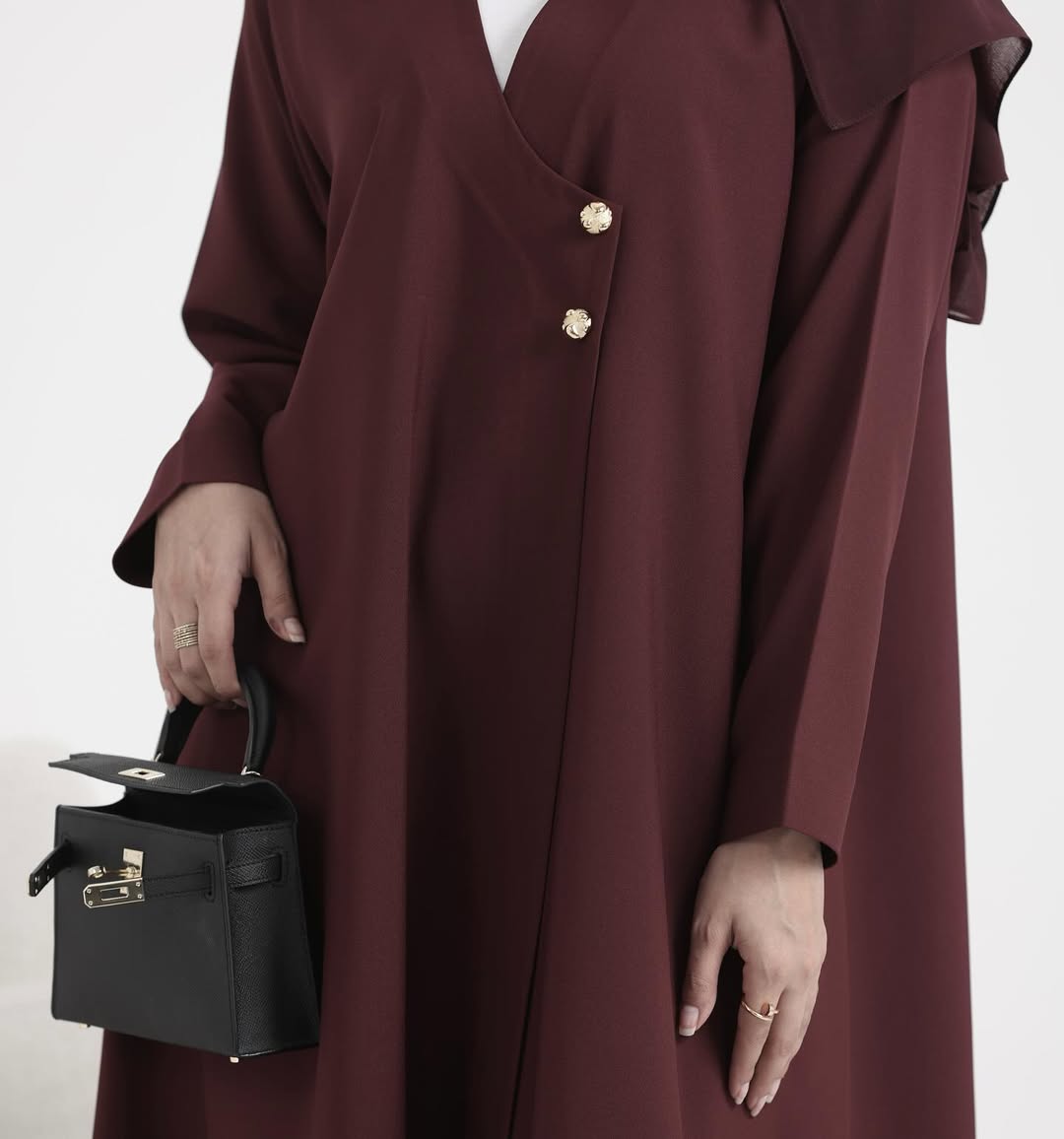 Burgundy Crepe Abaya  011