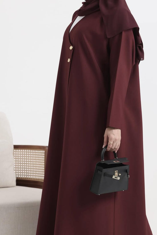 Burgundy Crepe Abaya  011