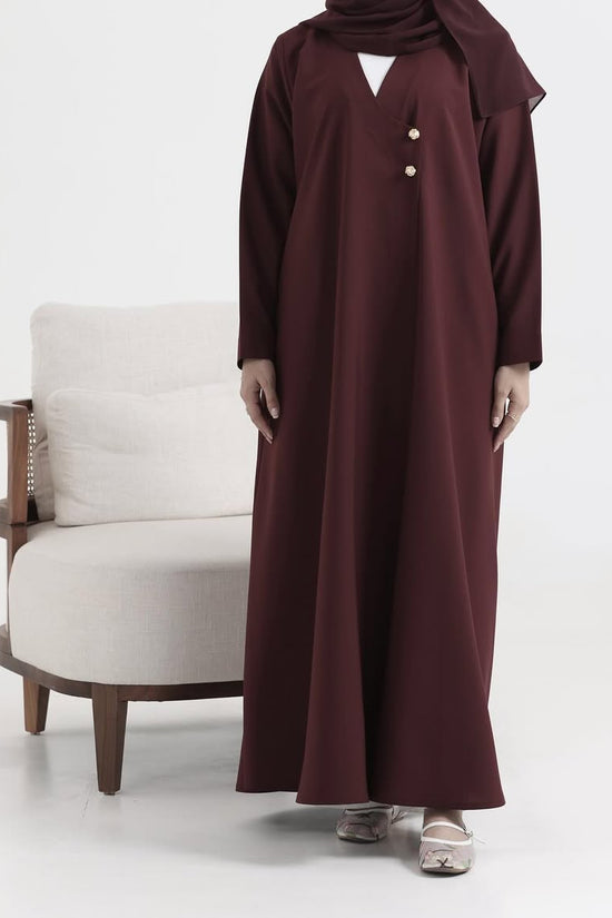 Burgundy Crepe Abaya  011