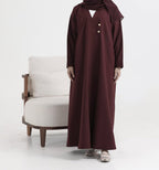 Burgundy Crepe Abaya  011