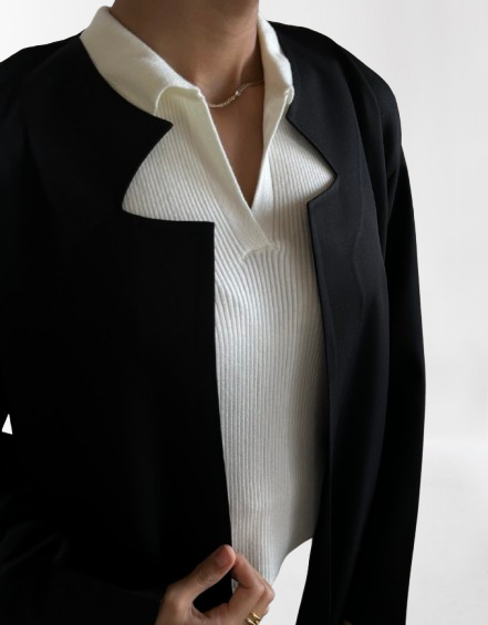 Black A cut Abaya with Shaila