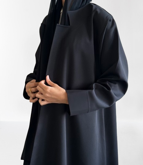 Black A cut Abaya with Shaila