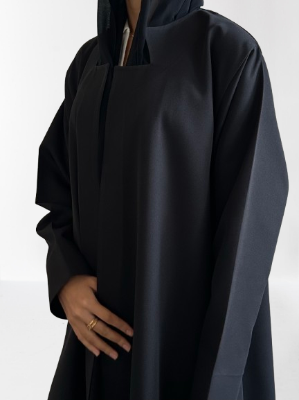 Black A cut Abaya with Shaila