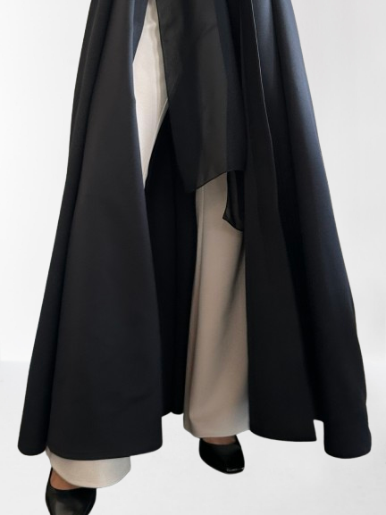 Black A cut Abaya with Shaila
