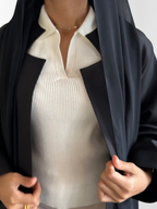 Black A cut Abaya with Shaila