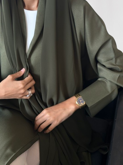 Olive A cut Abaya with Shaila