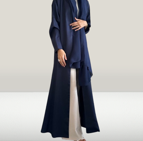 Blue A cut Abaya with Shaila