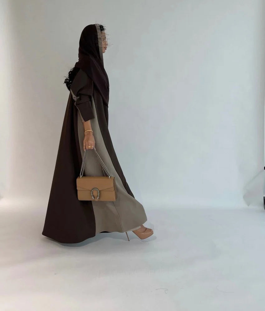 Double Tone Abaya - Brown