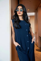 Navy Blouse and Pants Set