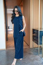 Navy Blouse and Pants Set