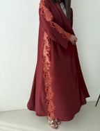 Rust Lace Abaya with Shaila