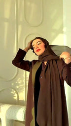 Two-Tone Elegant Abaya with Scalloped Detailing
