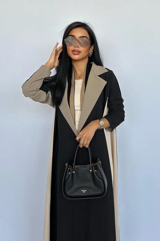 Black & Brown Blazer Abaya